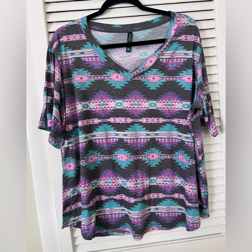 Multicolor Aztec Print Top